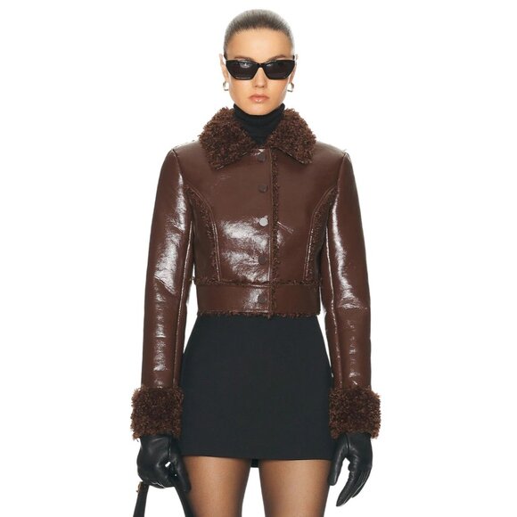 Cult Gaia Mercia Reversible Jacket in Java Brown 2 New Womens Coat - Picture 2 of 16